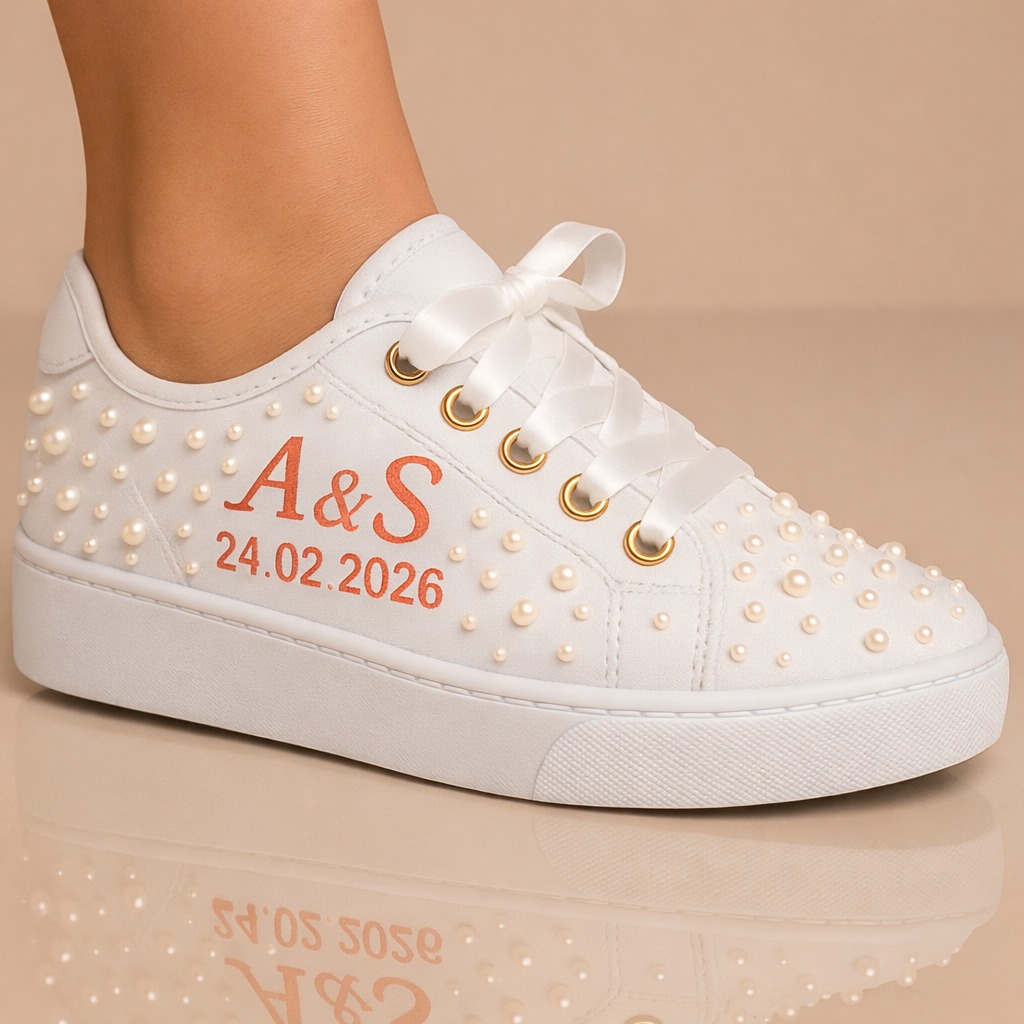Tênis personalizado para debutante com nome ou iniciais em rosé