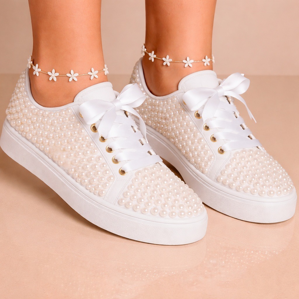 Tênis branco com brilho fino