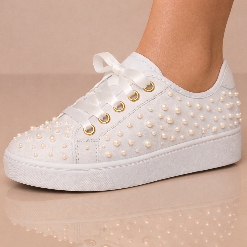 Par de tênis com pérolas